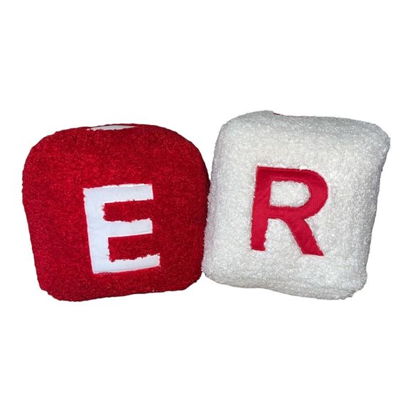 LOVE & AMOR Valentine Cube Pillows Red & White Soft Sherpa Home Decor Rare Find - Picture 3 of 6